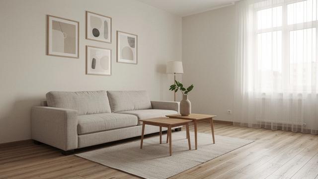 Bright living room of a managed short-term apartment in Kyiv